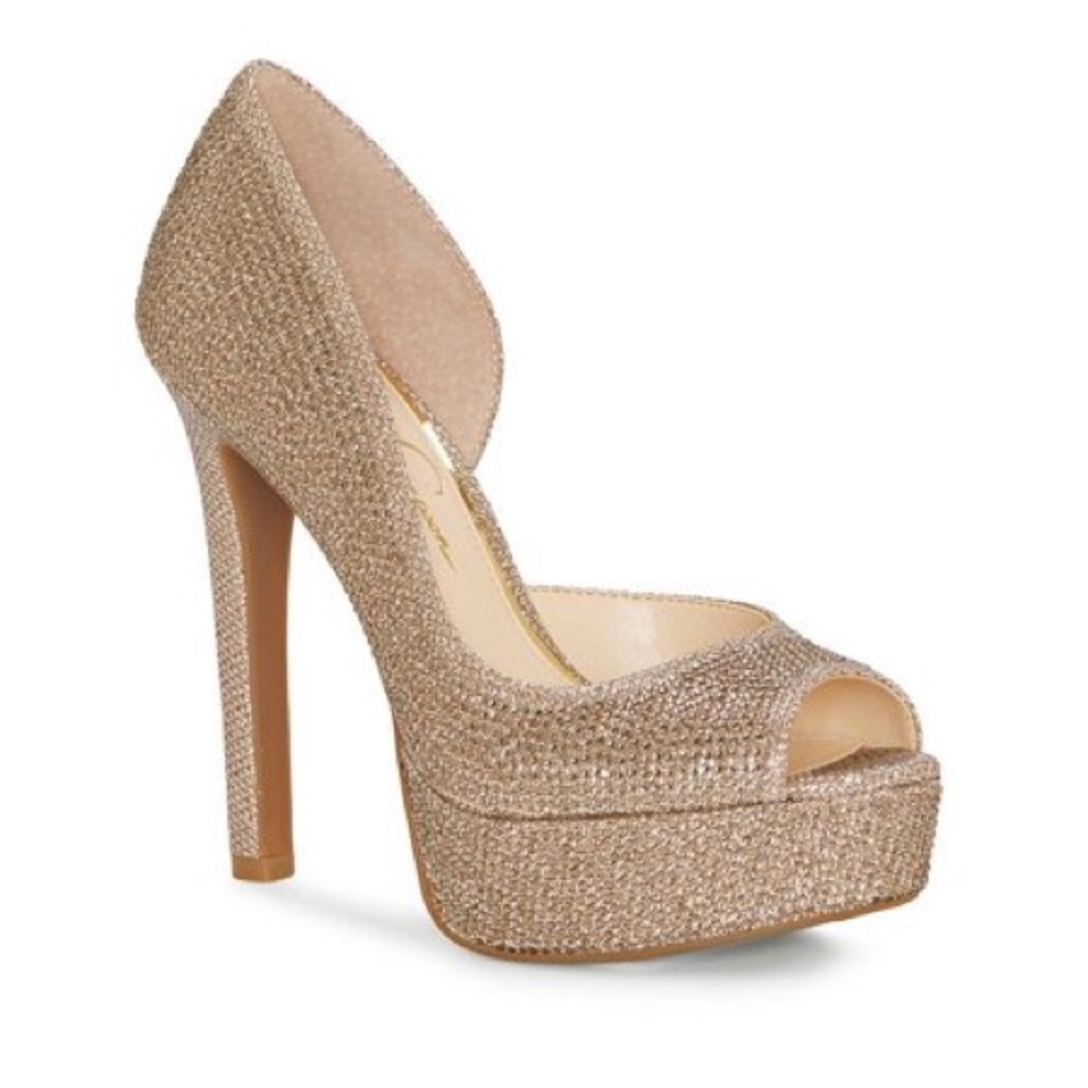 Jessica Simpson Martella Gold Glitter Platform Heel